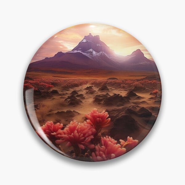Item preview, Majestic sunrise over mountains with flowers in the desert - Landscape photography designed and sold by TheArtistOf2022.