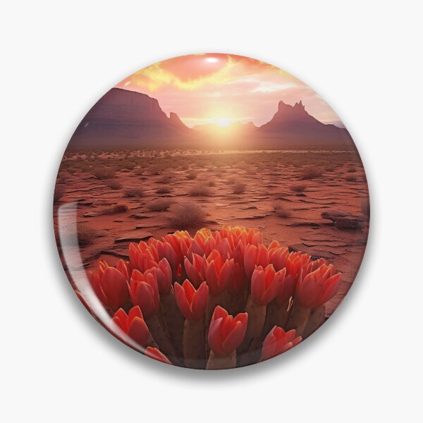 Item preview, Majestic sunrise over mountains with flowers in the desert - Landscape photography designed and sold by TheArtistOf2022.