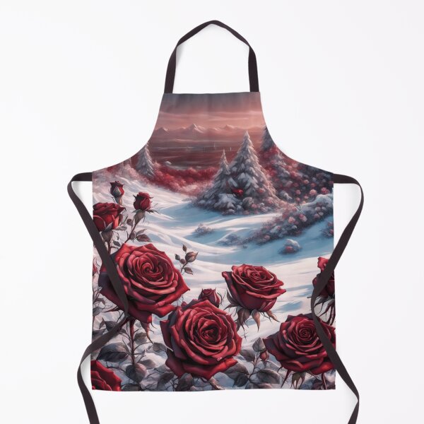 Artikelvorschau, Winterpanorama mit dunkelroten gefrorenen Rosen. entworfen und verkauft von aipaint.