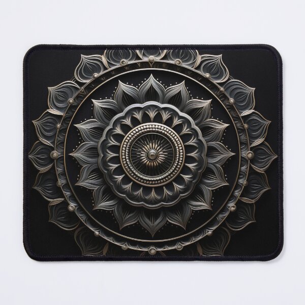 Aperçu de l'œuvre Mandala Mystique Noir Doré créée et vendue par Clock-Designer.