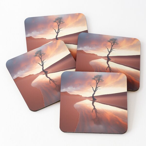 Item preview, Desert scene with lonely tree reflection - Landscape photography designed and sold by TheArtistOf2022.
