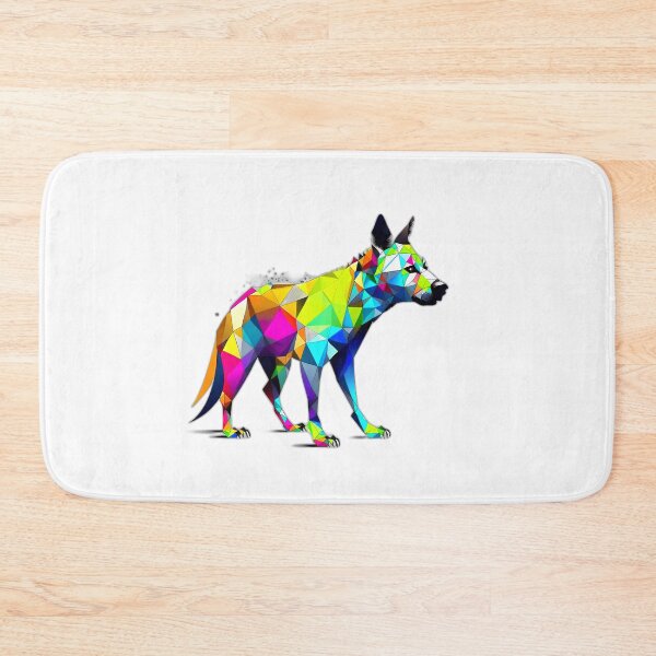 Item preview, Colourful Fearsome Hyena Geometric Shaped Artwork designed and sold by Geonimalia.