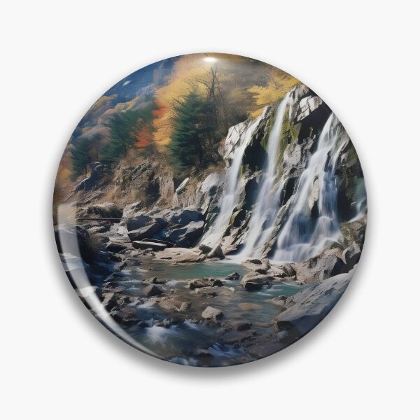 Item preview, Forest in Autumn on sunny day with river long exposure - Landscape photography designed and sold by TheArtistOf2022.