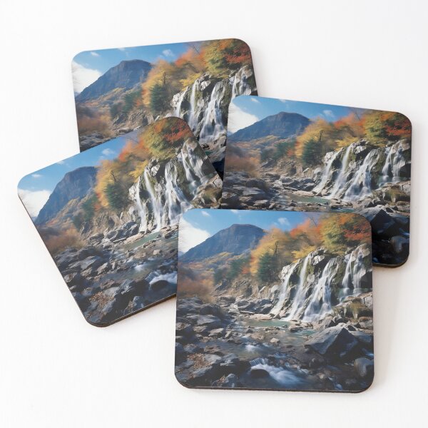 Item preview, Forest in Autumn on sunny day with river long exposure - Landscape photography designed and sold by TheArtistOf2022.