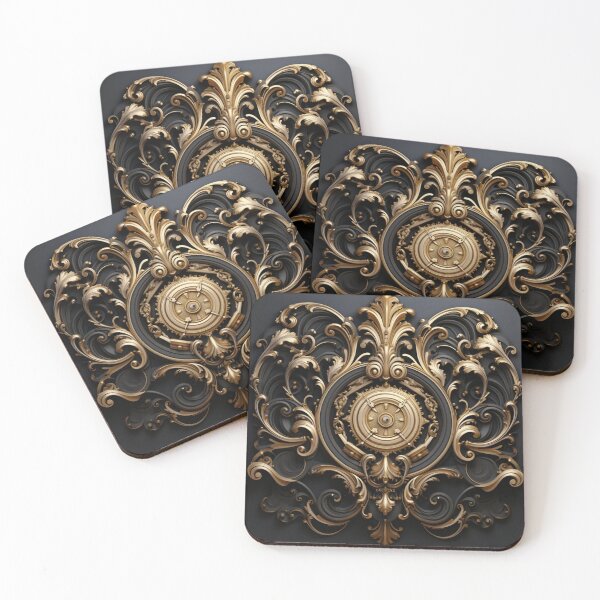 Item preview, Black and Gold Baroque Ornament designed and sold by Clock-Designer.