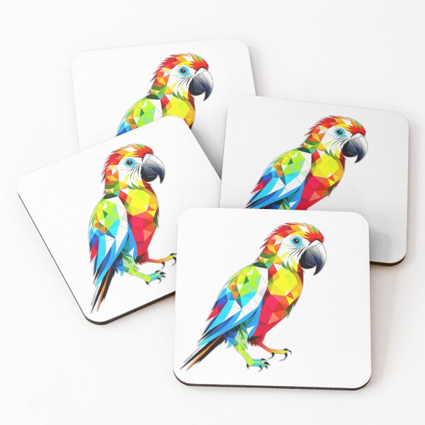 Item preview, Colourful Parrot Scarlet Macaw Geometric Shaped Artwork designed and sold by Geonimalia.