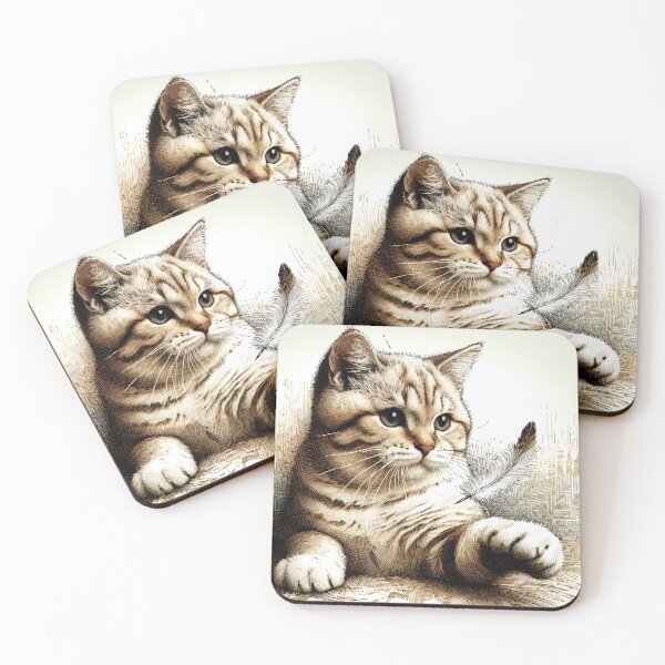 Item preview, Whimsical Kitten with a Gentle Feather designed and sold by PictorialWhimsy.