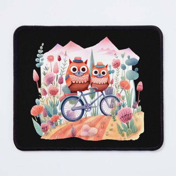 Item preview, Cute owls as abstract mountain bikers designed and sold by WallGemsArt.