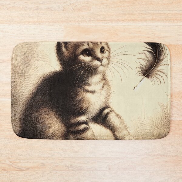 Item preview, Curious Kitten's First Feather Encounter designed and sold by PictorialWhimsy.