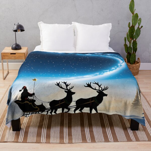 Item preview, A painted picture in which golden stardust forms the silhouette of Santa Claus in a sleigh pulled by reindeer designed and sold by CoolVisionStd.