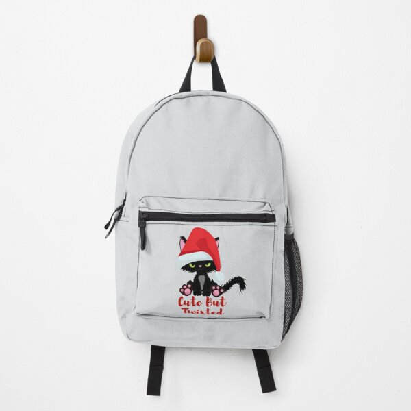 Item preview, "Cute But Twisted" Christmas Cat (Gray Background) designed and sold by MusesWhispers.