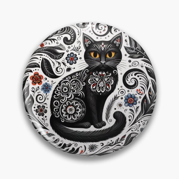 Item preview, Black Cat, folk art   designed and sold by Azrora.