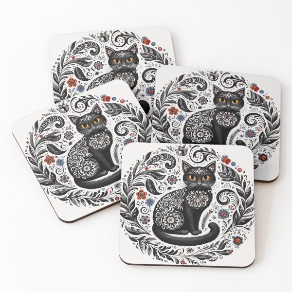 Item preview, Black Cat, folk art   designed and sold by Azrora.