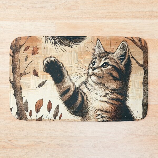 Item preview, Playful Kitten Amidst Autumn Leaves designed and sold by PictorialWhimsy.