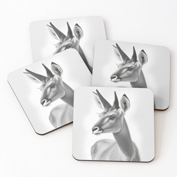 Item preview, Black and white antelope pencil drawing designed and sold by Pencil-Art.