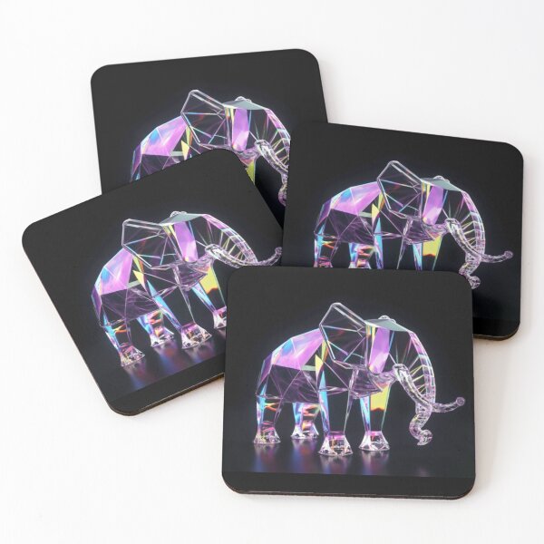 Item preview, Glass neon origami style Elephant  designed and sold by GenZ-Fashion.
