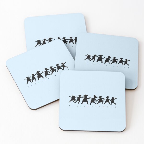 Item preview, Friends together having fun by having hand in hand design in black outline silhouette designed and sold by Wiggly Lines.