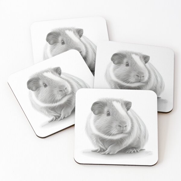 Item preview, Black and white Guinea pig pencil drawing designed and sold by Pencil-Art.
