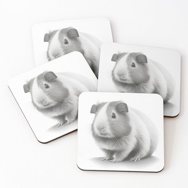 Item preview, Black and white Guinea pig pencil drawing designed and sold by Pencil-Art.