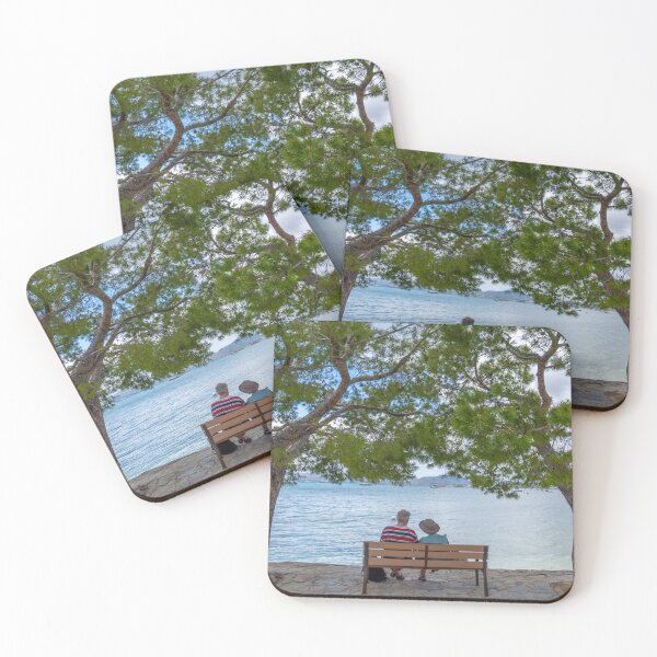Item preview, Puerto Pollensa Pine Walk Bench Happy Couple designed and sold by GG WALL ART.
