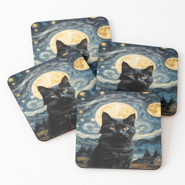 Item preview, Cute Cottagecore Van Gogh Starry Night Back Cat Aesthetic designed and sold by Chonguissa Fashion.