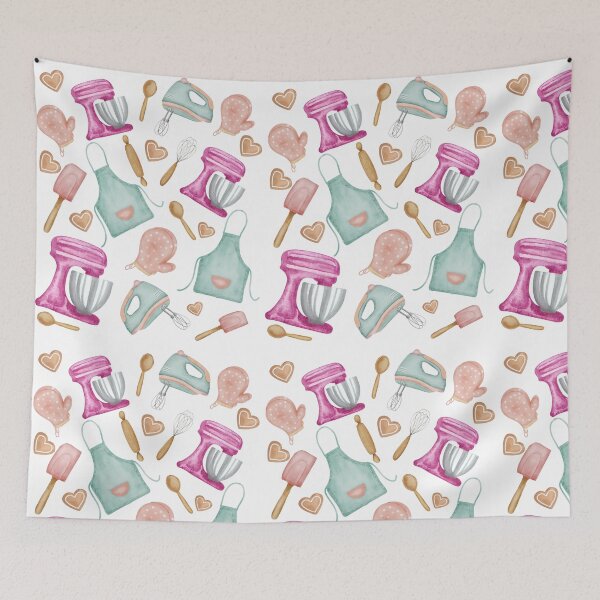 Item preview, Baking Love Baking tools pattern hand mixer,cake mixer,apron,rolling pin ,cooking gloves,and cookies designed and sold by Hawa Shama.