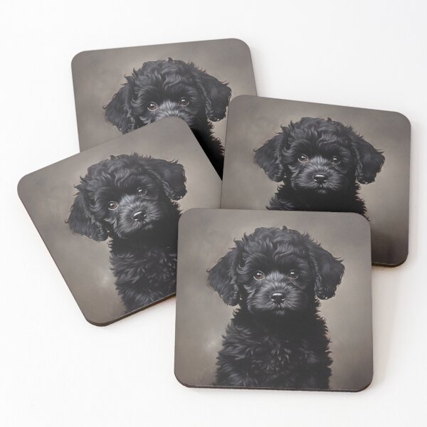 Item preview, Black Poodle puppy portrait designed and sold by PetsArt.