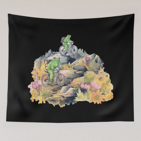 Item preview, Two cute frogs as mountain bikers designed and sold by WallGemsArt.