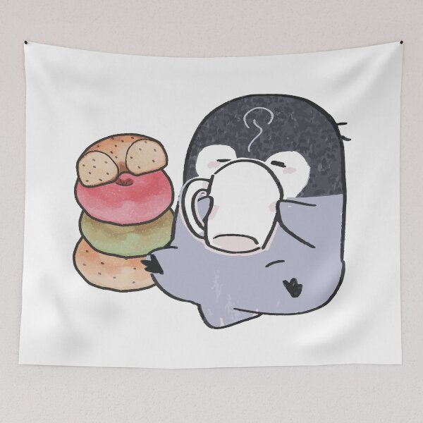 Item preview, Penguin Drinking Coffee designed and sold by chillaxcats.