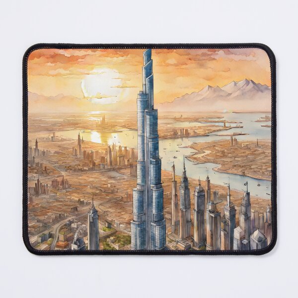 Item preview, Burj Khalifa: Watercolor Sunset in Dubai's Majesty designed and sold by LSVart.