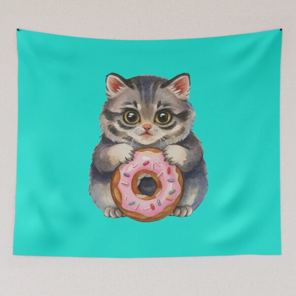 Item preview, pallas cat eating a donut designed and sold by SpectraSplendor.