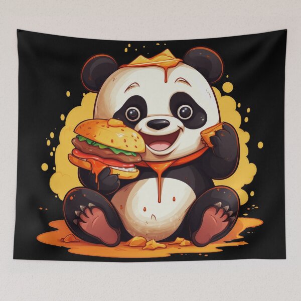 Item preview, Joyful panda eating a hamburger and honey designed and sold by Tedos7.