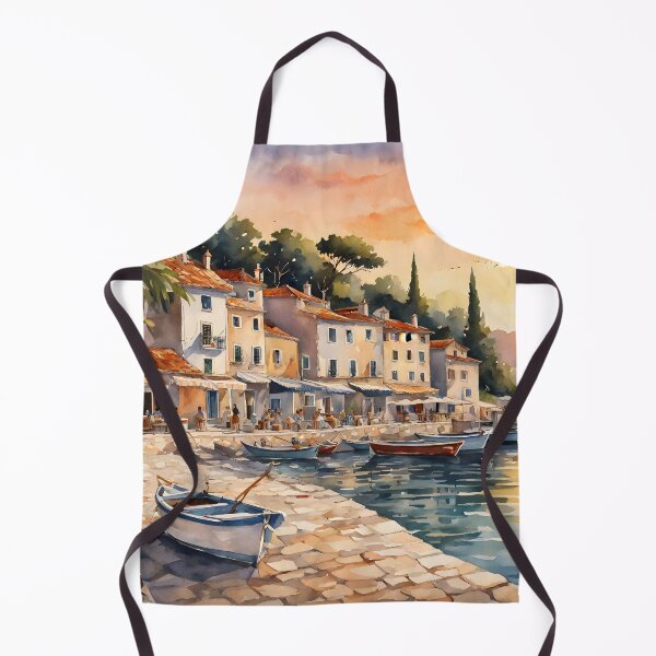 Item preview, Zaton: Watercolor Sunset on Croatia's Shore designed and sold by LSVart.