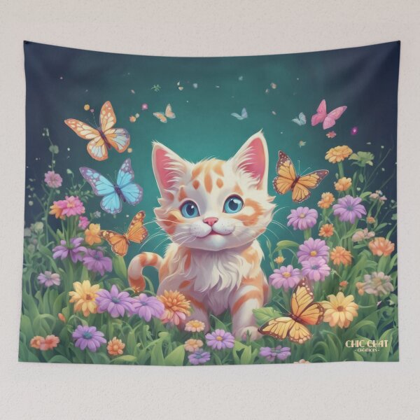 Item preview, Kitten playing with butterflies - Chic Chat Créations Ref.090 designed and sold by ChicChat.