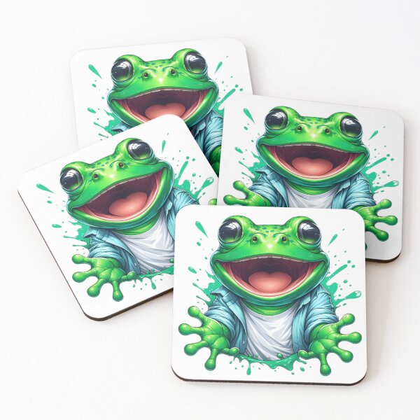 Item preview, Joyful Screaming Froggy: A Vibrant Splash of Green designed and sold by lubushop1.