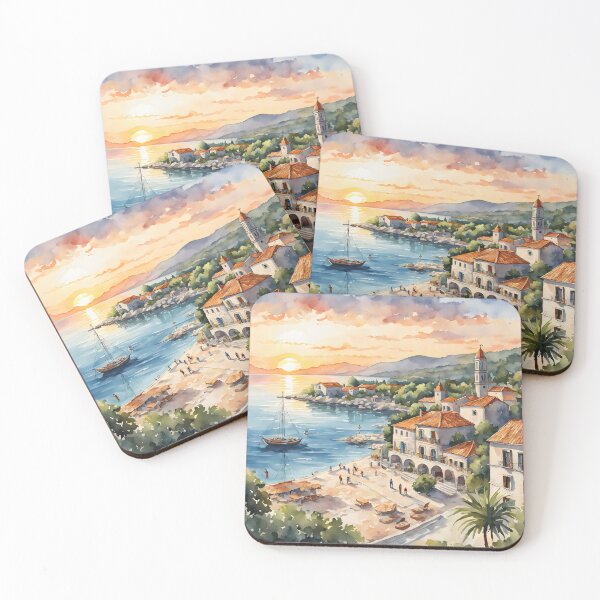 Item preview, Zaton Dreams: Watercolor Sunset on Croatia's Coast designed and sold by LSVart.