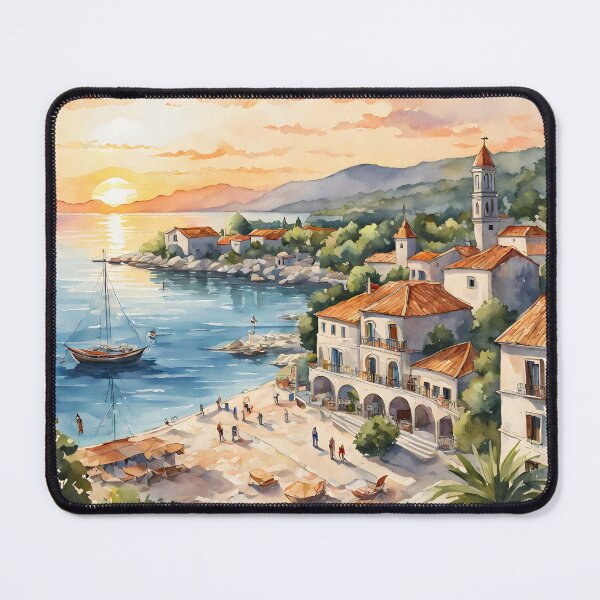 Item preview, Zaton Dreams: Watercolor Sunset on Croatia's Coast designed and sold by LSVart.