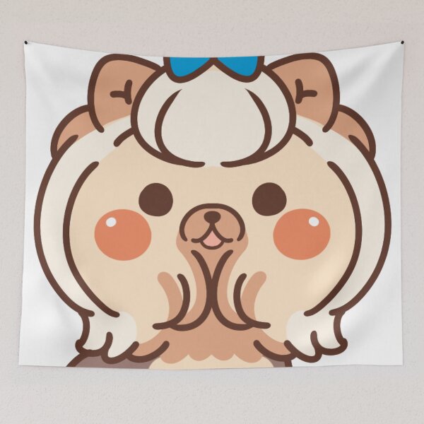 Item preview, Cute Fluffy Dog with Bow Cartoon Illustration designed and sold by mumeaw.