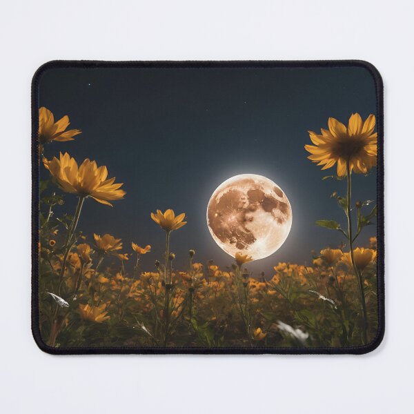 Item preview, Field of flowers and the moon on a magical night designed and sold by BotunPeony.