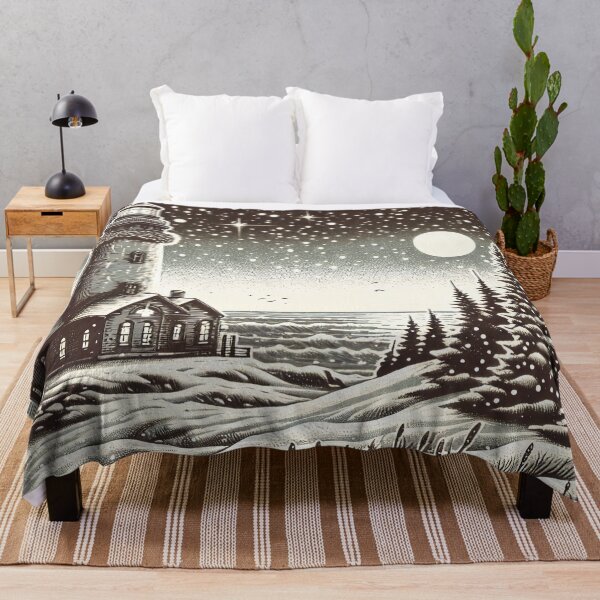 Item preview, Lighthouse Winter's Calm, Starry Serenity designed and sold by PictorialWhimsy.