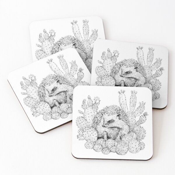 Item preview, PENCIL SKETCH, Hedgehog in Prickly Pear - OSLAGUNART designed and sold by oslaguna.