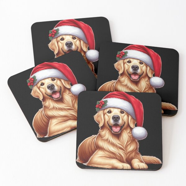 Item preview, Golden Retriever with santa hat designed and sold by HeadTurningArt.