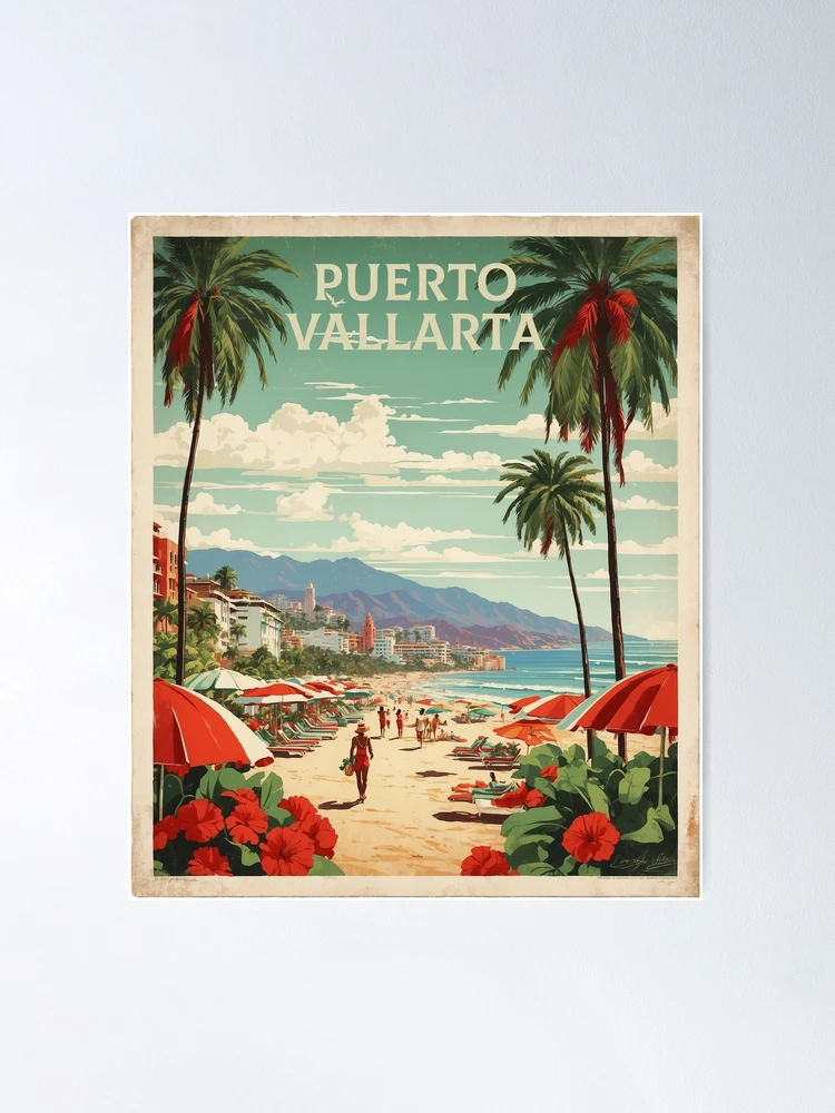 LICHNWW Puerto Vallarta Mexiko Poster - Vintage Reiseposter 50x75 Cm Leinwanddruck Wanddekoration