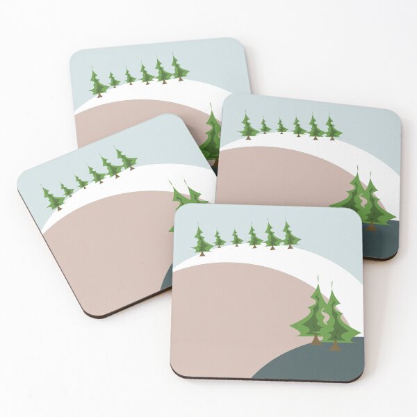 Item preview, Geometric design – Christmas tree on snowy mountain｜Red designed and sold by Xieurabbit.