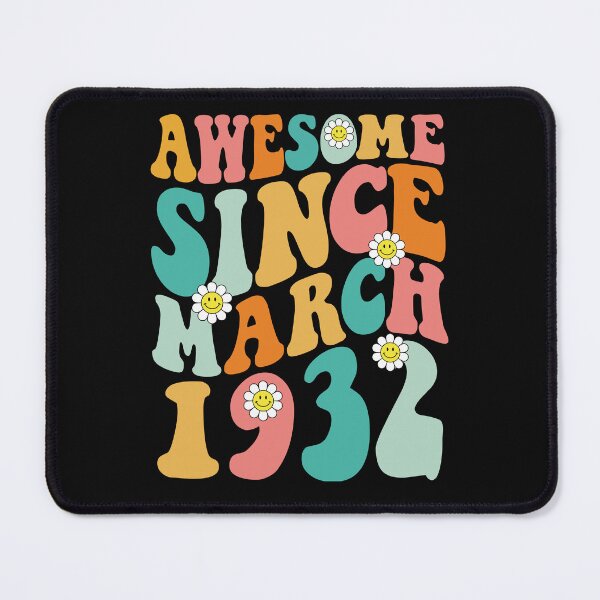 Item preview, Awesome Since March 1932 | Made In 1932 | Retro Groovy Birthday designed and sold by Christina-grich.