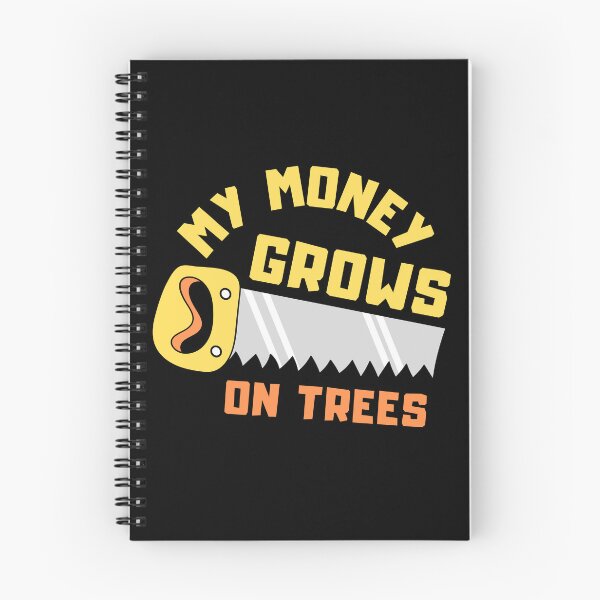 Item preview, My money grows on trees - A wood saw and a lumberjack - I make money on a tree | Yellow and orange summer colors designed and sold by Erry-ewell.