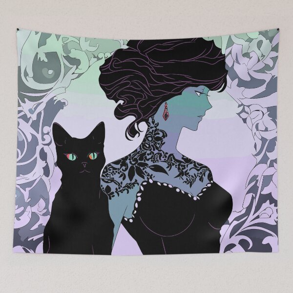 Item preview, Woman and black cat (purple) designed and sold by etherElric.