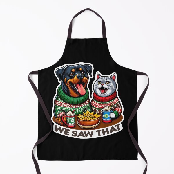 Item preview, We Saw That meme Rottweiler Dog Scottish Fold Cat Ugly Christmas Sweater Nachos Hot Chocolate designed and sold by plushism.