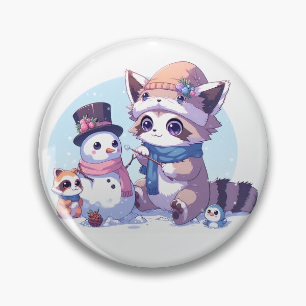Item preview, Kawaii Raccoons Building Snowmen designed and sold by Targa-desing.