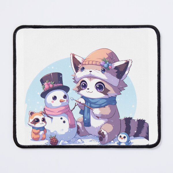 Item preview, Kawaii Raccoons Building Snowmen designed and sold by Targa-desing.